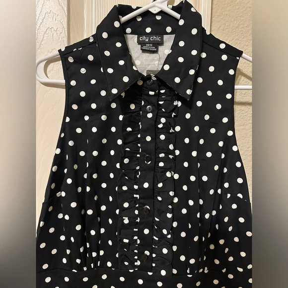 City Chic Nellie Dress Navy spot - new with tags size 14 - Picture 8 of 13